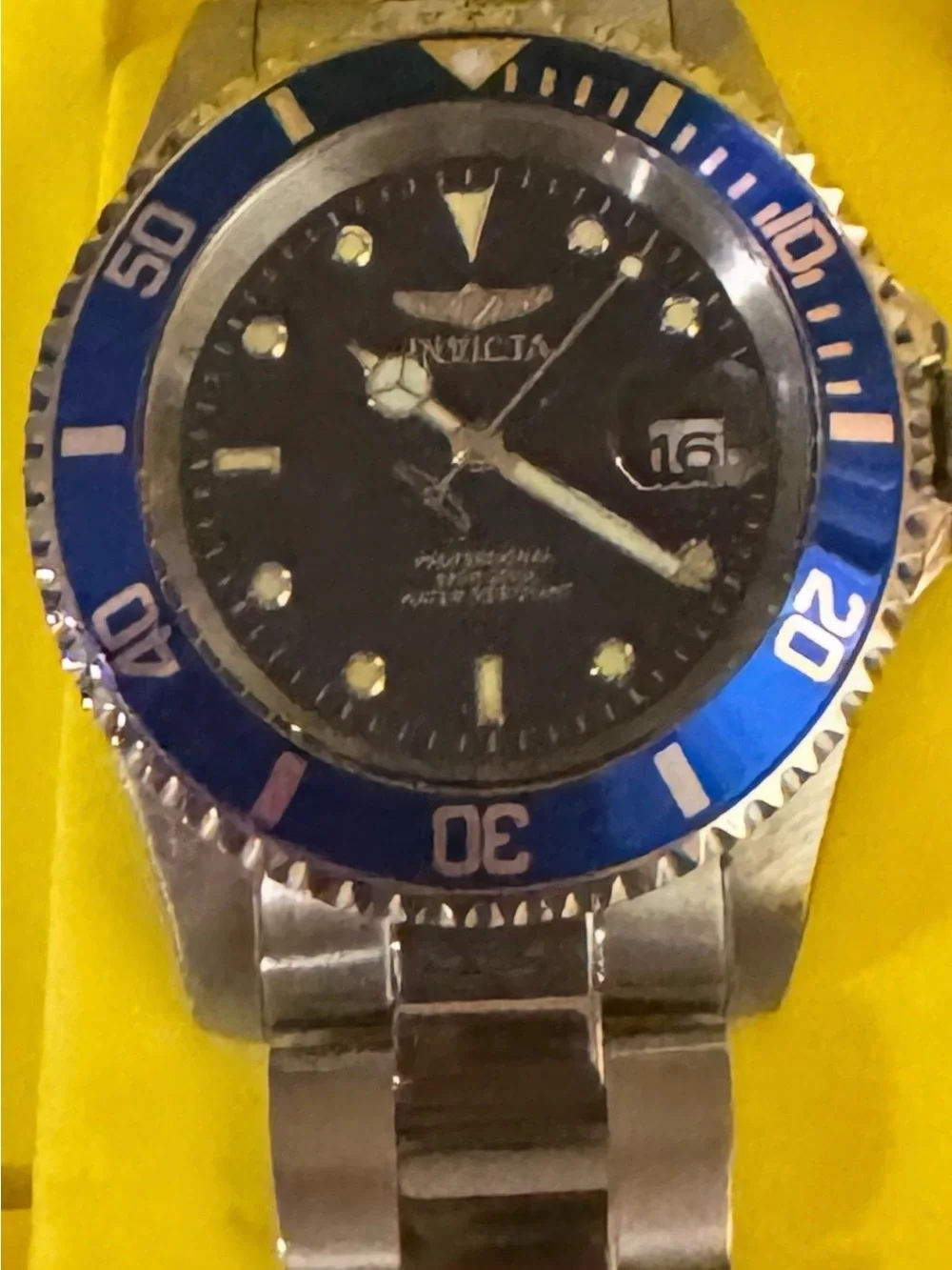 Invicta $495 Men's Stainless Steel Watch with Blue Facial and Bezel